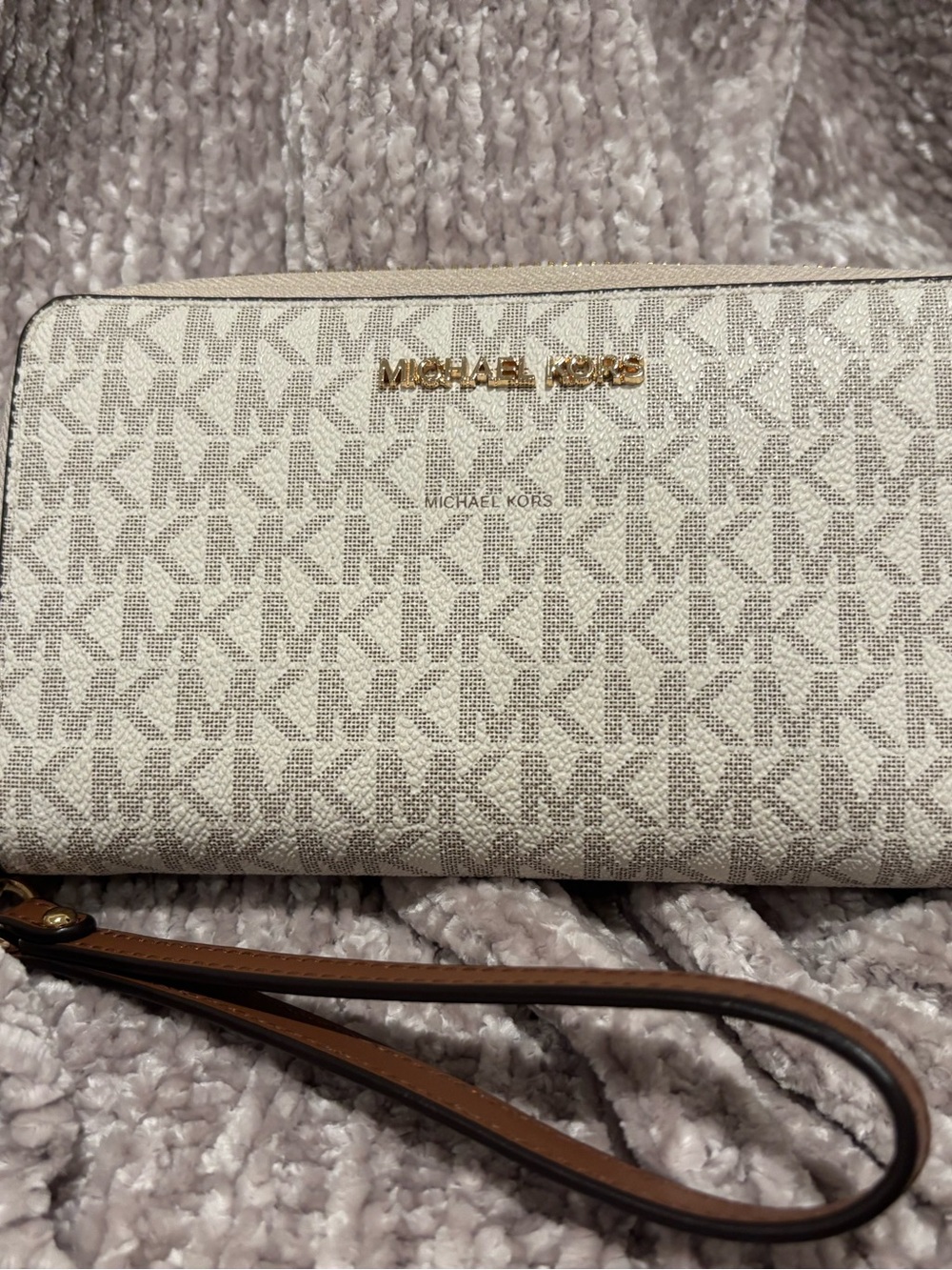 Michael Kors Beige/Acorn Signature Wristlet
